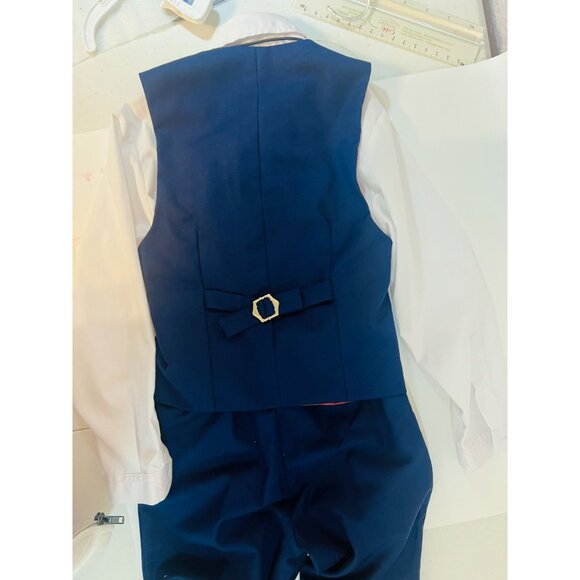 Boys Formal Navy Blue Suit Set Vest  Tie By YuanLu See Measurements  Christmas - Picture 4 of 12